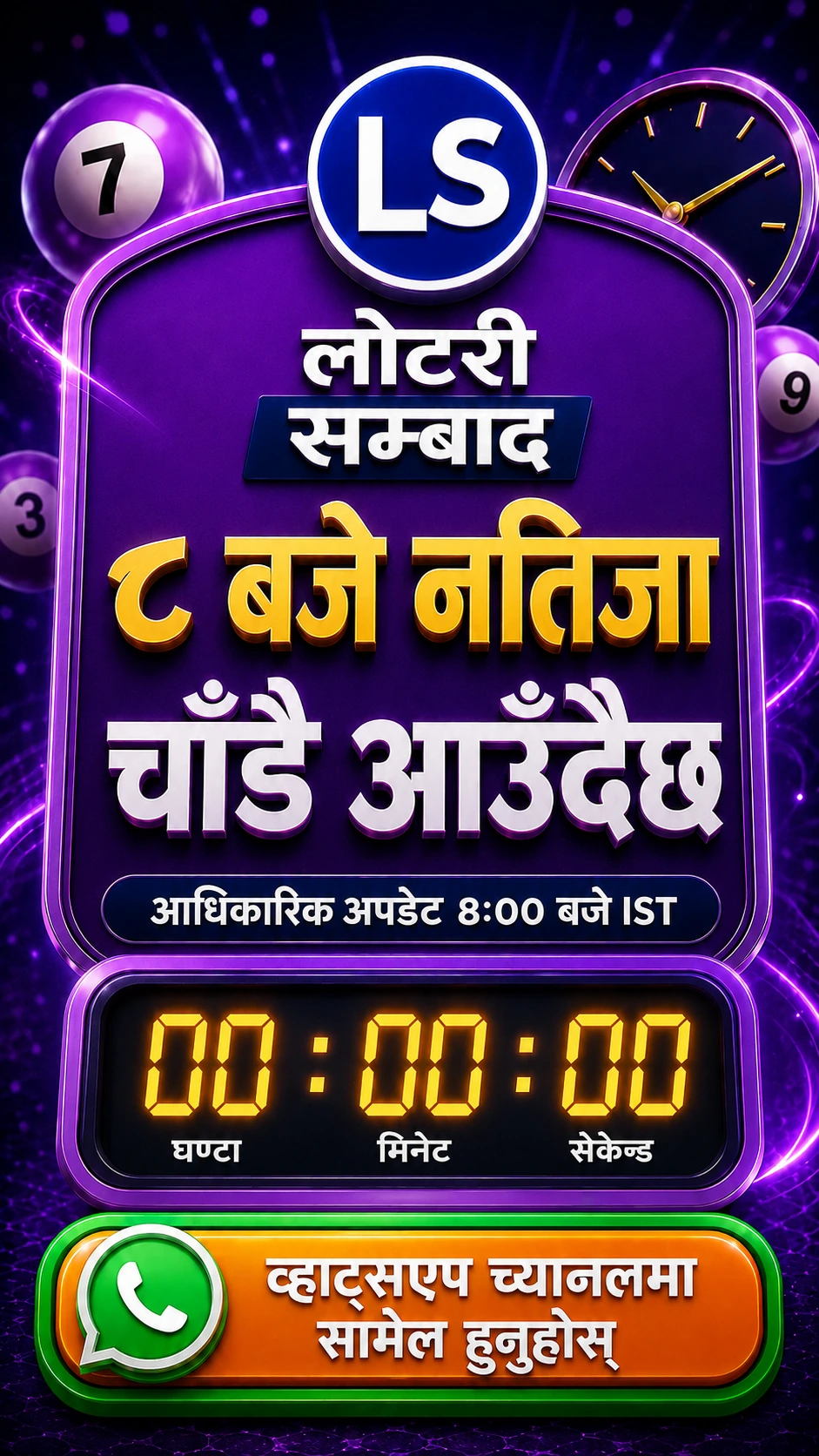 लोटरी सम्बाद ८ बजे छिट्टै आउँदैछ